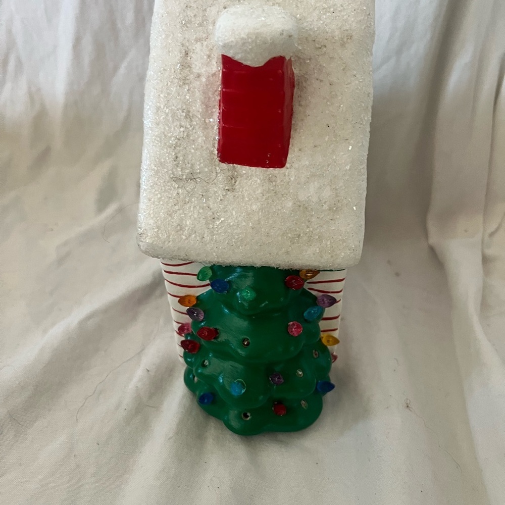 Vintage Christmas Village House Cabin with Santa Ceramic 6 X 6.5” - Picture 2 of 4